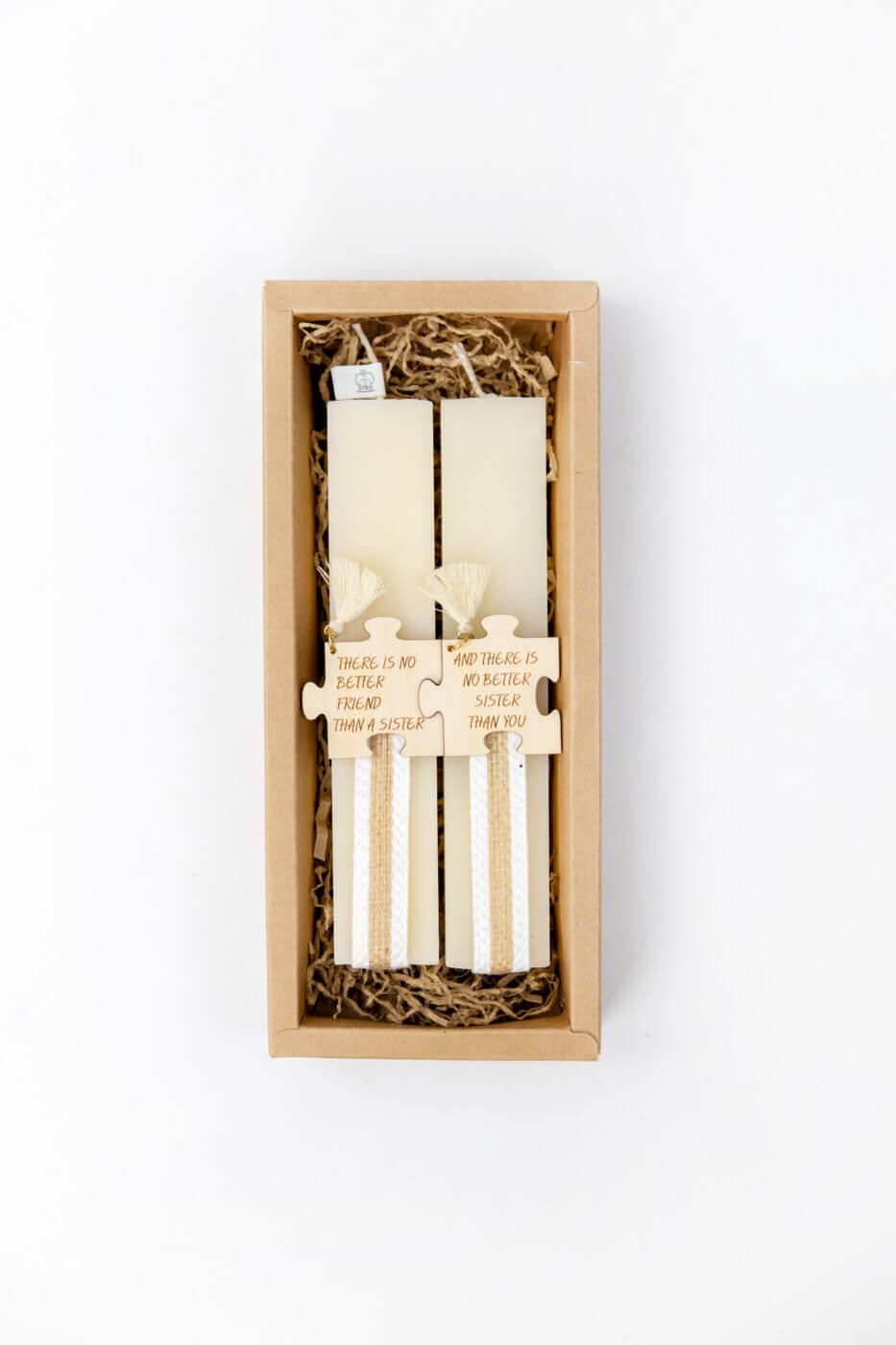 Σετ Πασχαλινές Λαμπάδες με ξύλινο Μπρελόκ Sister