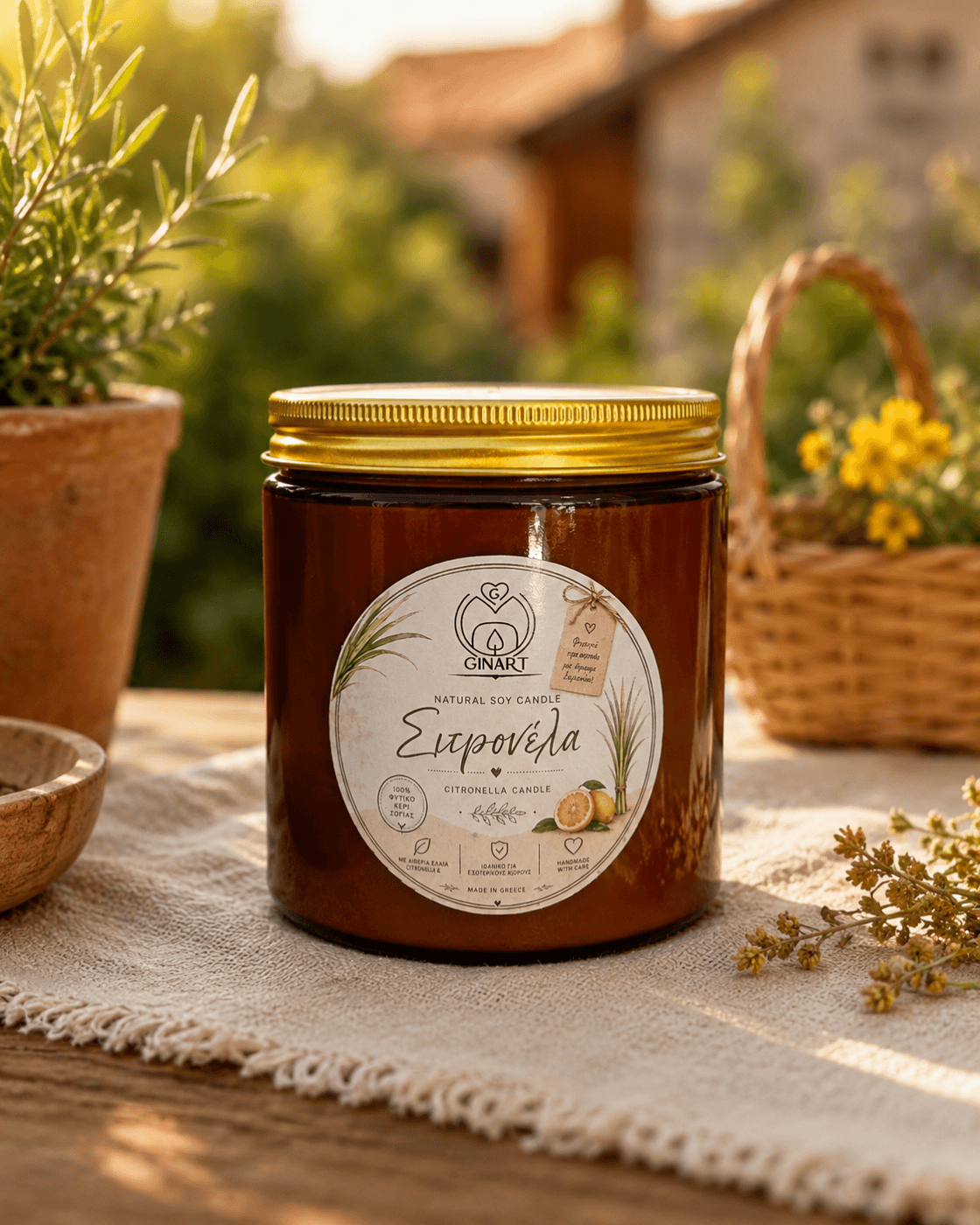 Citronella Φυτικό Κερί Σόγιας (απωθητικό κουνουπιών)